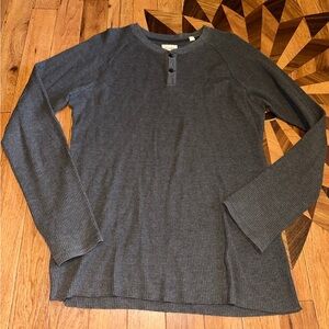 Billy Reid Henley Shirt Men's 2XL Gray Long Sleeve Casual Modern Adult